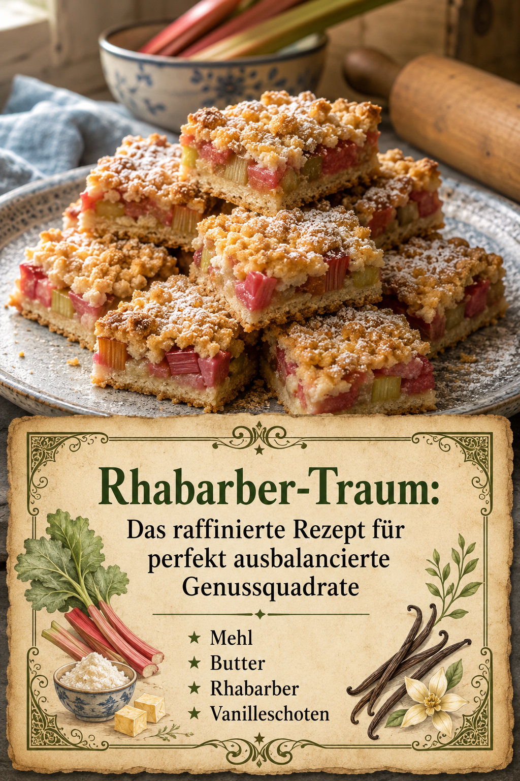 Rhabarber-Traum: Das raffinierte Rezept für perfekt ausbalancierte Genussquadrate