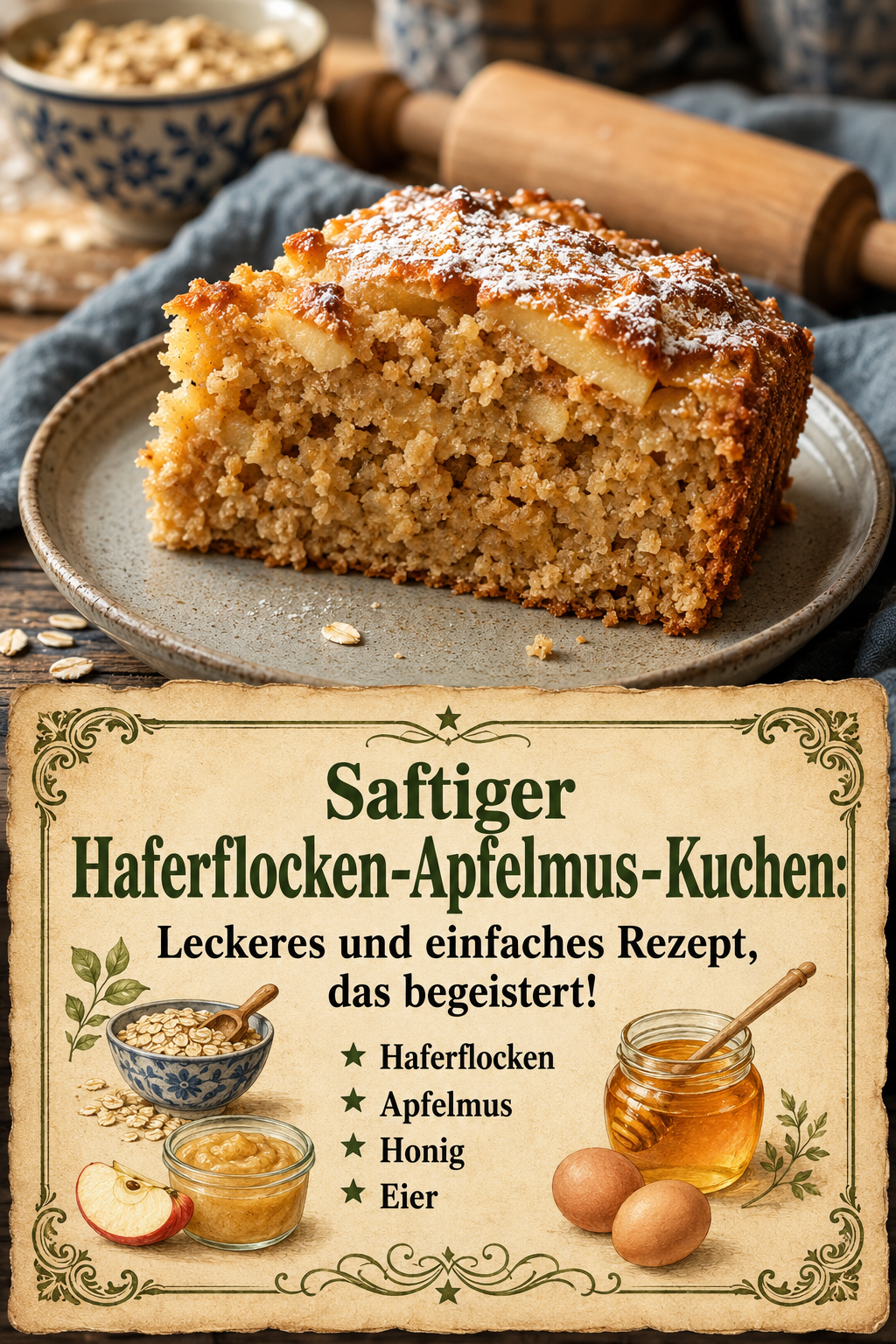 Saftiger Haferflocken-Apfelmus-Kuchen: Leckeres und einfaches Rezept, das begeistert!