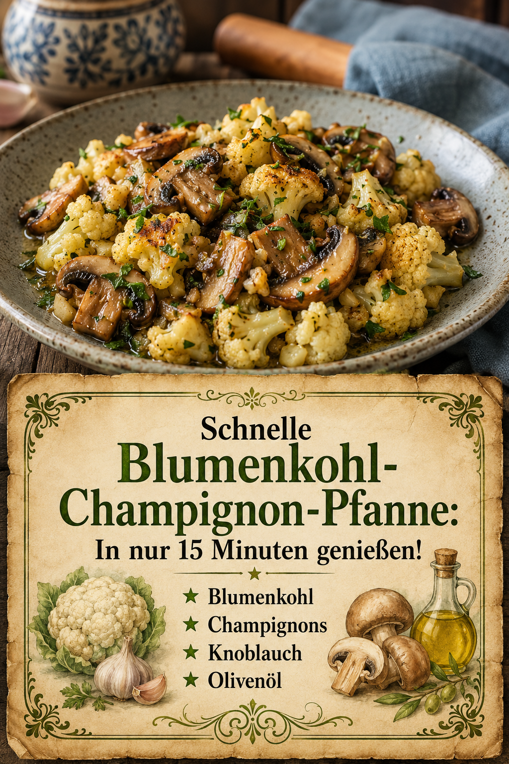 Schnelle Blumenkohl-Champignon-Pfanne: In nur 15 Minuten genießen!