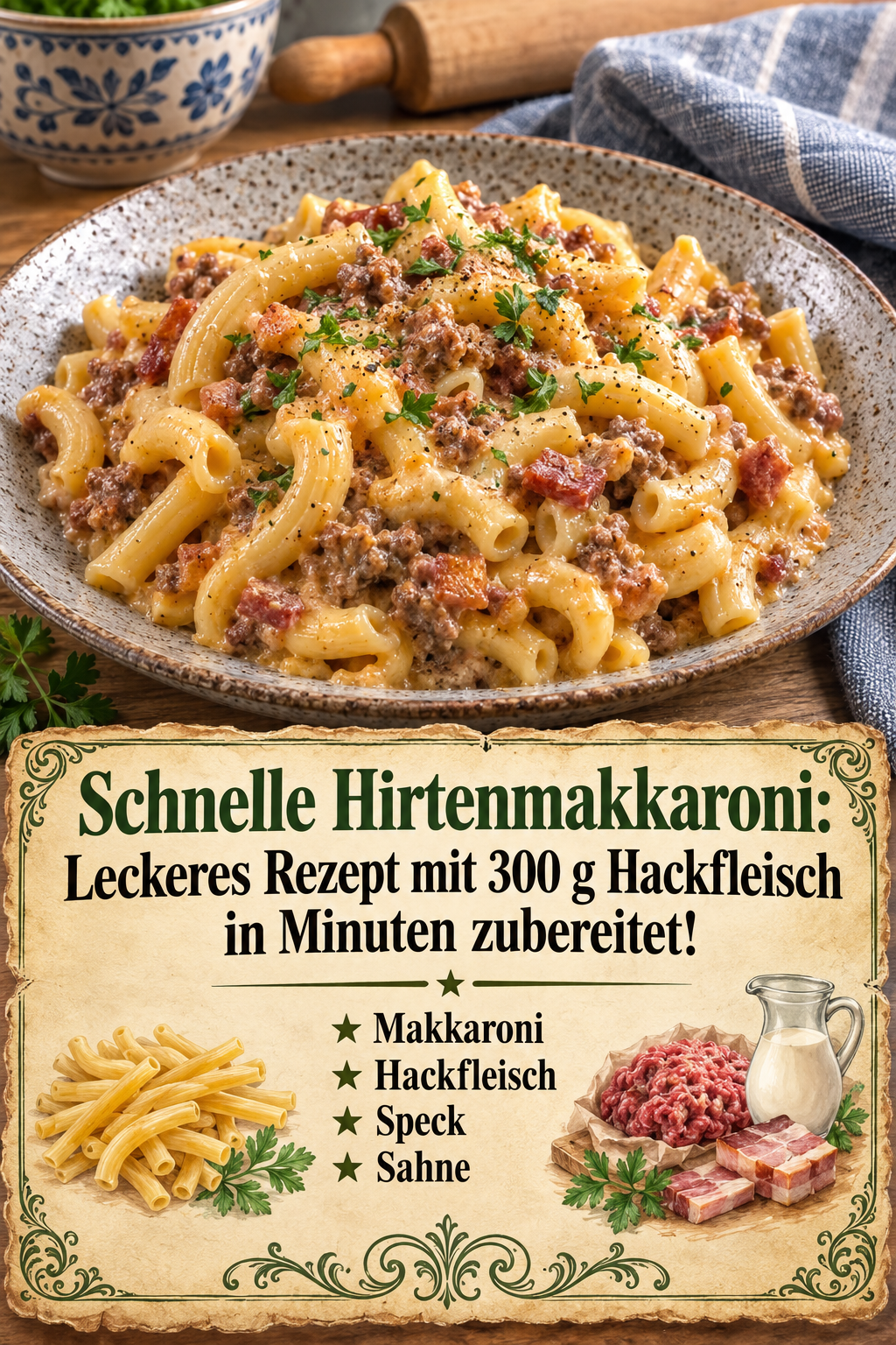 Schnelle Hirtenmakkaroni: Leckeres Rezept mit 300 g Hackfleisch in Minuten zubereitet!
