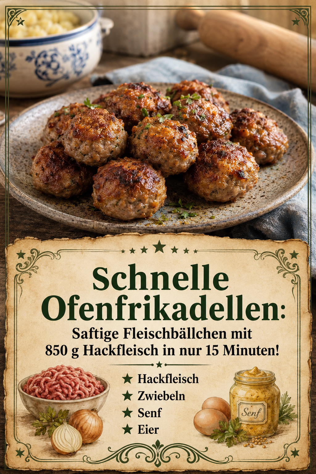 Schnelle Ofenfrikadellen: Saftige Fleischbällchen mit 850 g Hackfleisch in nur 15 Minuten!