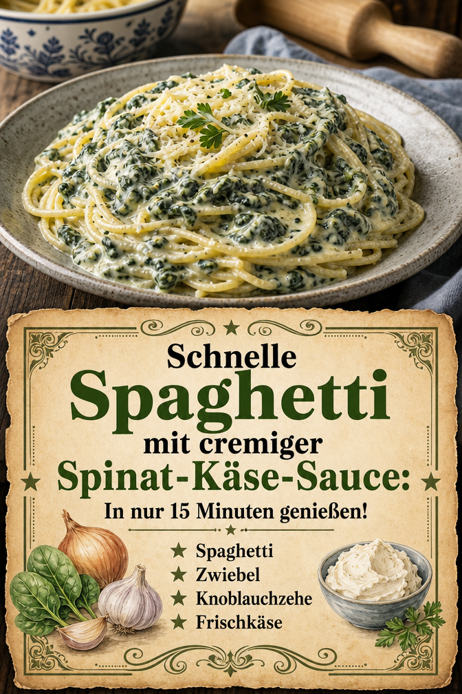 Schnelle Spaghetti mit cremiger Spinat-Käse-Sauce: In nur 15 Minuten genießen!
