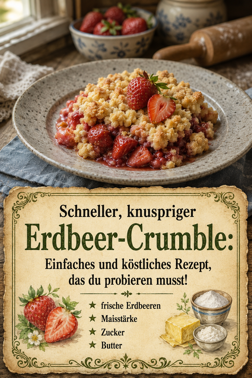 Schneller, knuspriger Erdbeer-Crumble: Einfaches und köstliches Rezept, das du probieren musst!