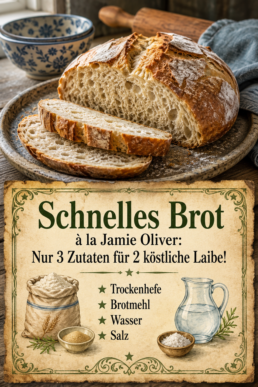Schnelles Brot à la Jamie Oliver: Nur 3 Zutaten für 2 köstliche Laibe!