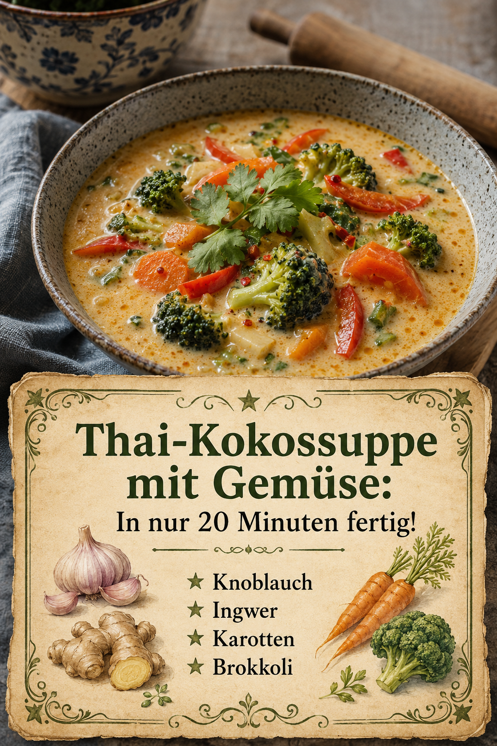Thai-Kokossuppe mit Gemüse: In nur 20 Minuten fertig!