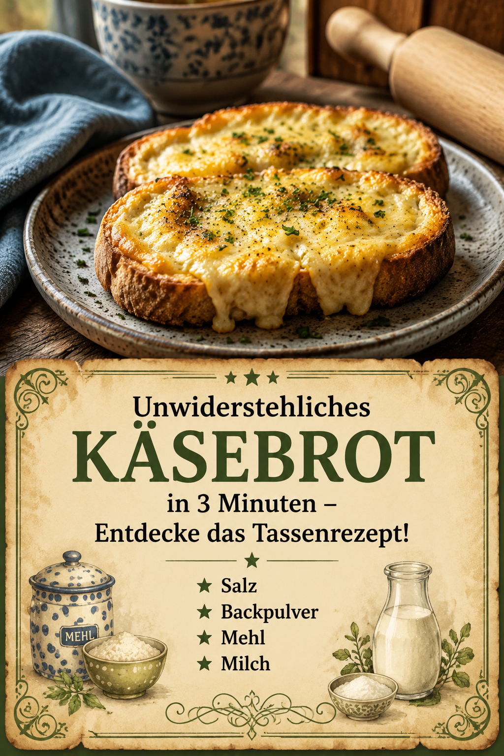 Unwiderstehliches Käsebrot in 3 Minuten – Entdecke das Tassenrezept!