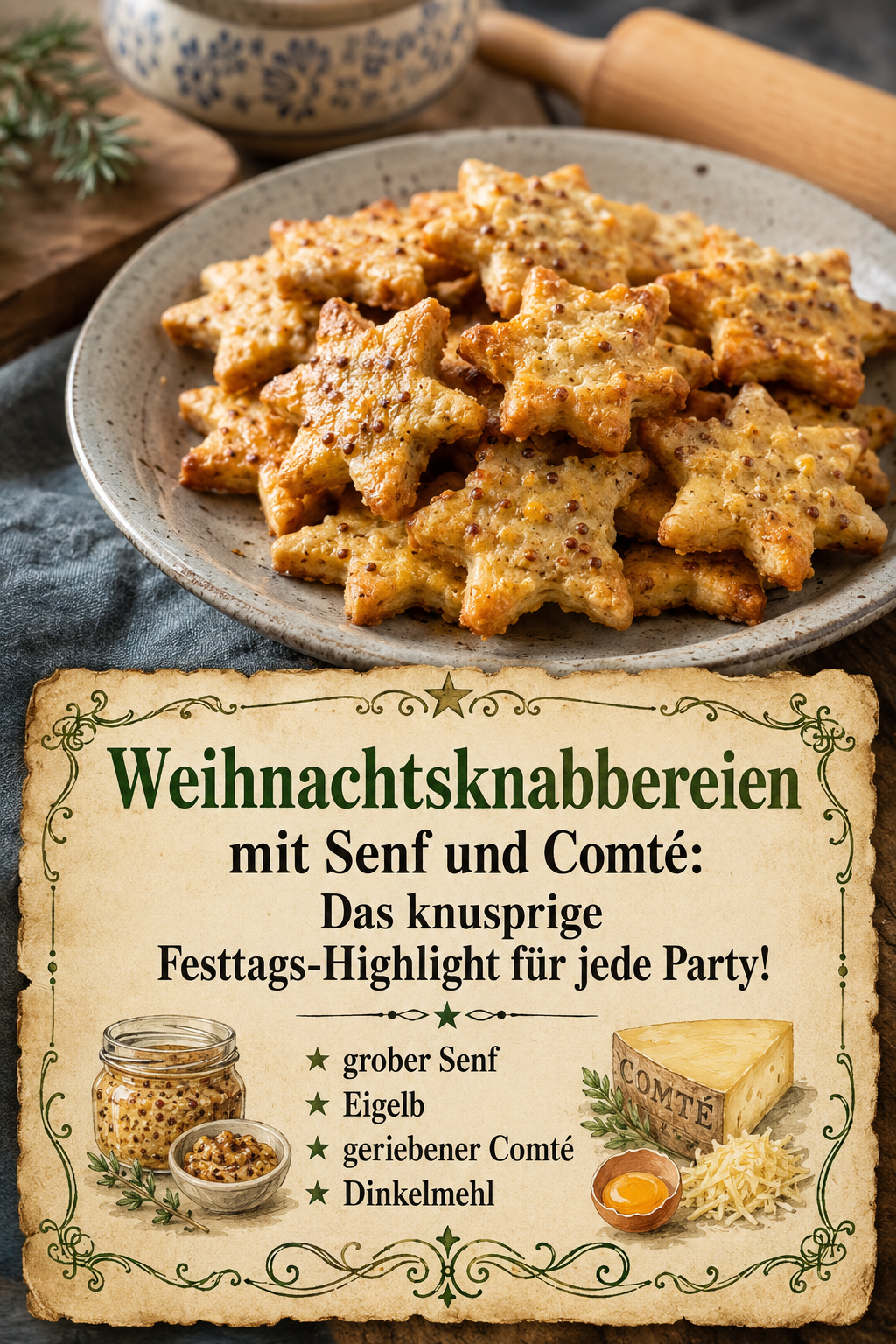 Weihnachtsknabbereien mit Senf und Comté: Das knusprige Festtags-Highlight für jede Party!