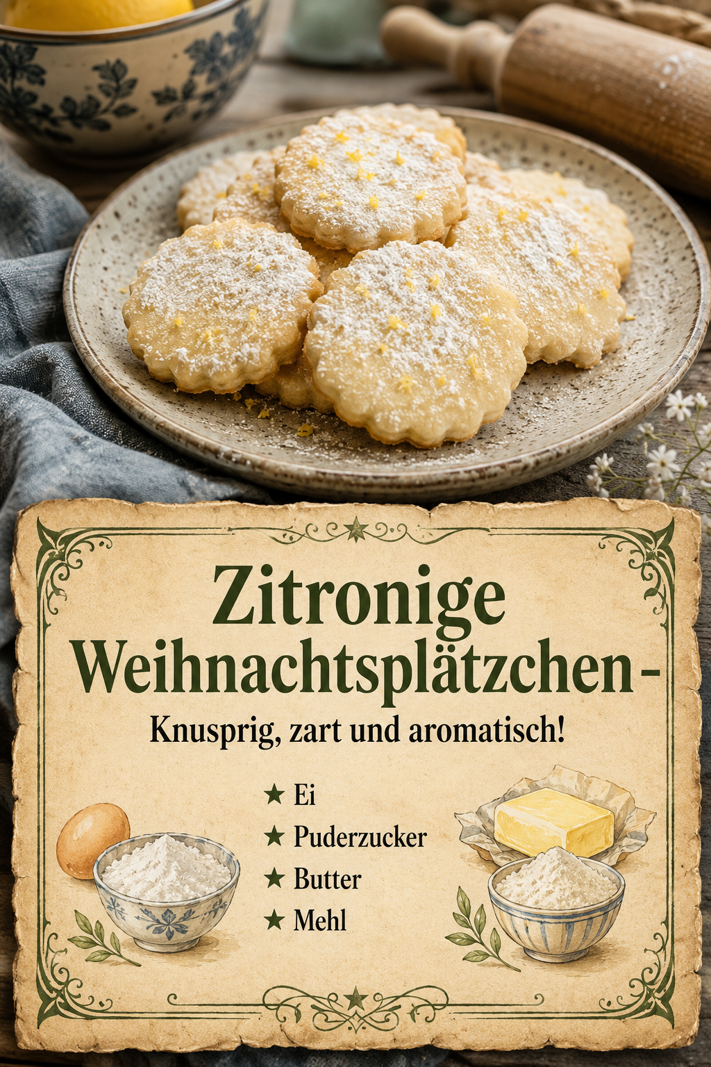 Zitronige Weihnachtsplätzchen – Knusprig, zart und aromatisch!