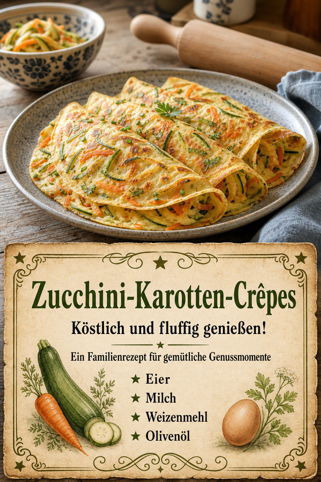 Zucchini-Karotten-Crêpes: Köstlich und fluffig genießen!