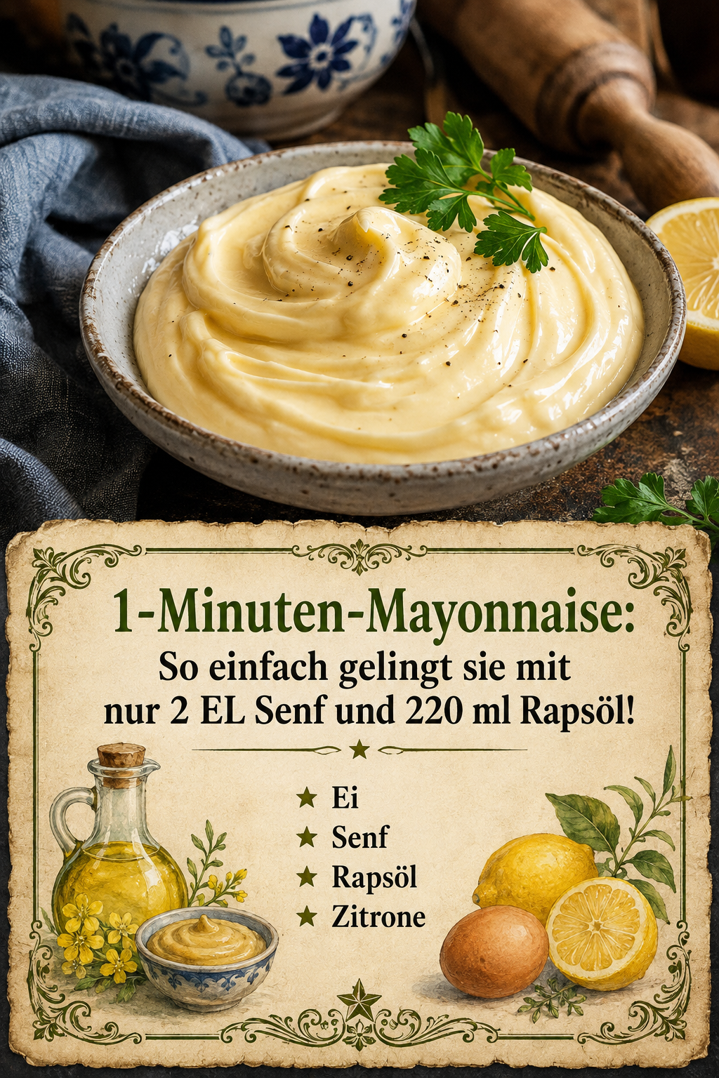 1-Minuten-Mayonnaise: So einfach gelingt sie mit nur 2 EL Senf und 220 ml Rapsöl!