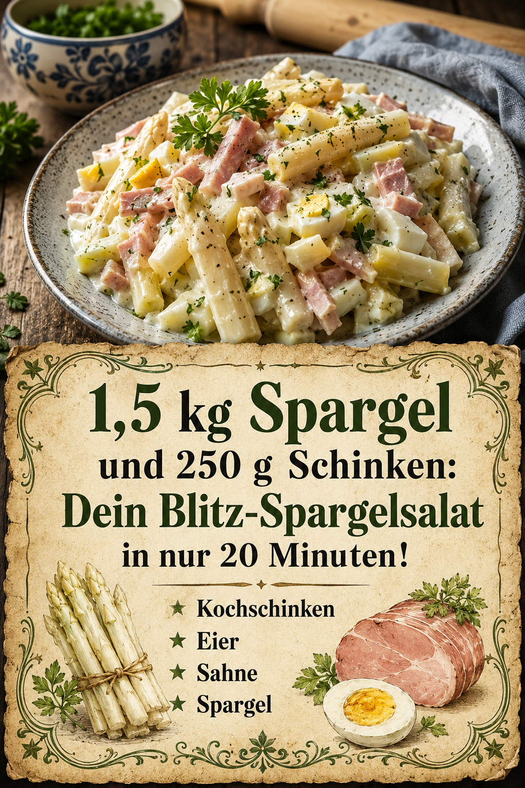 1,5 kg Spargel und 250 g Schinken: Dein Blitz-Spargelsalat in nur 20 Minuten!