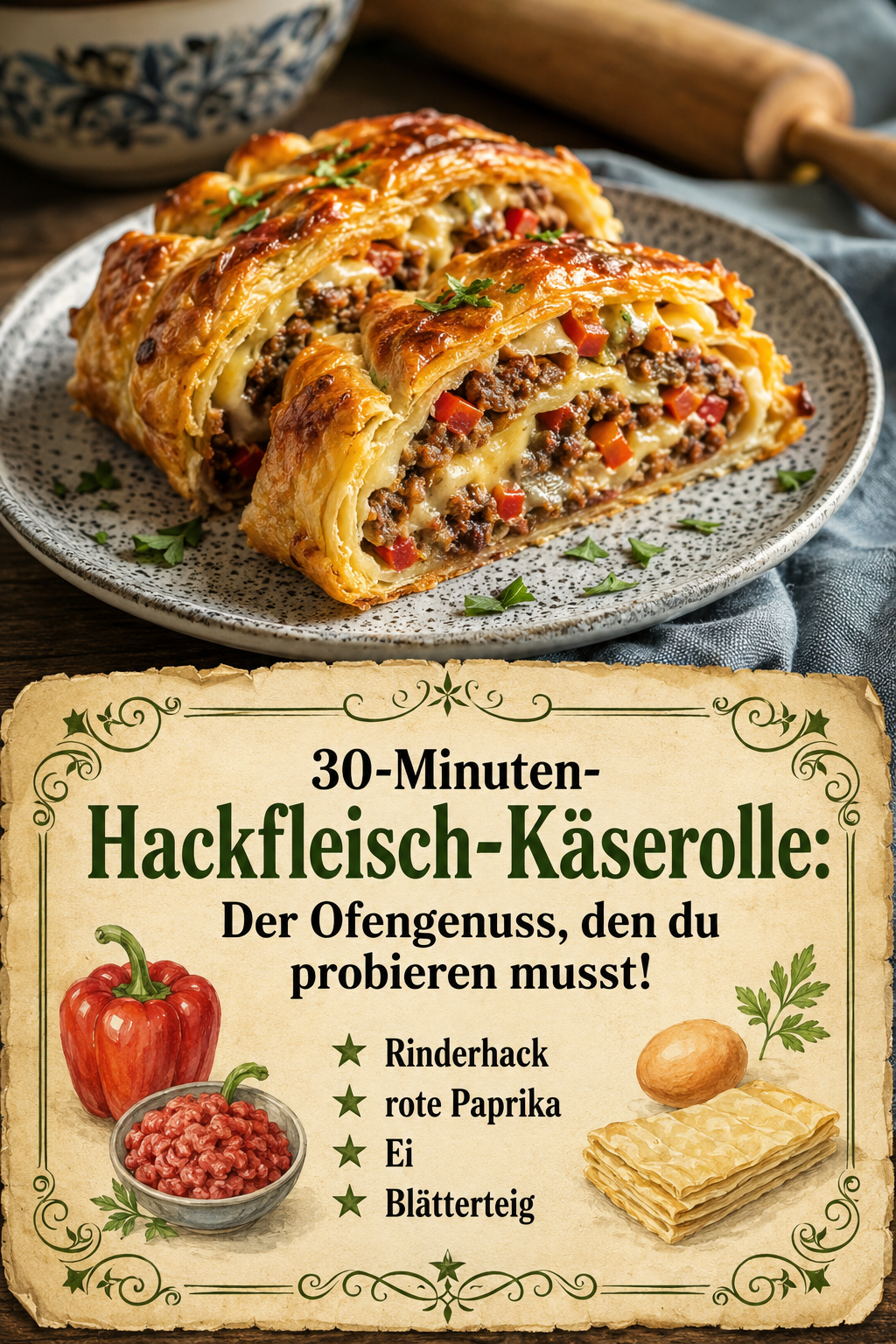 30-Minuten-Hackfleisch-Käserolle: Der Ofengenuss, den du probieren musst!