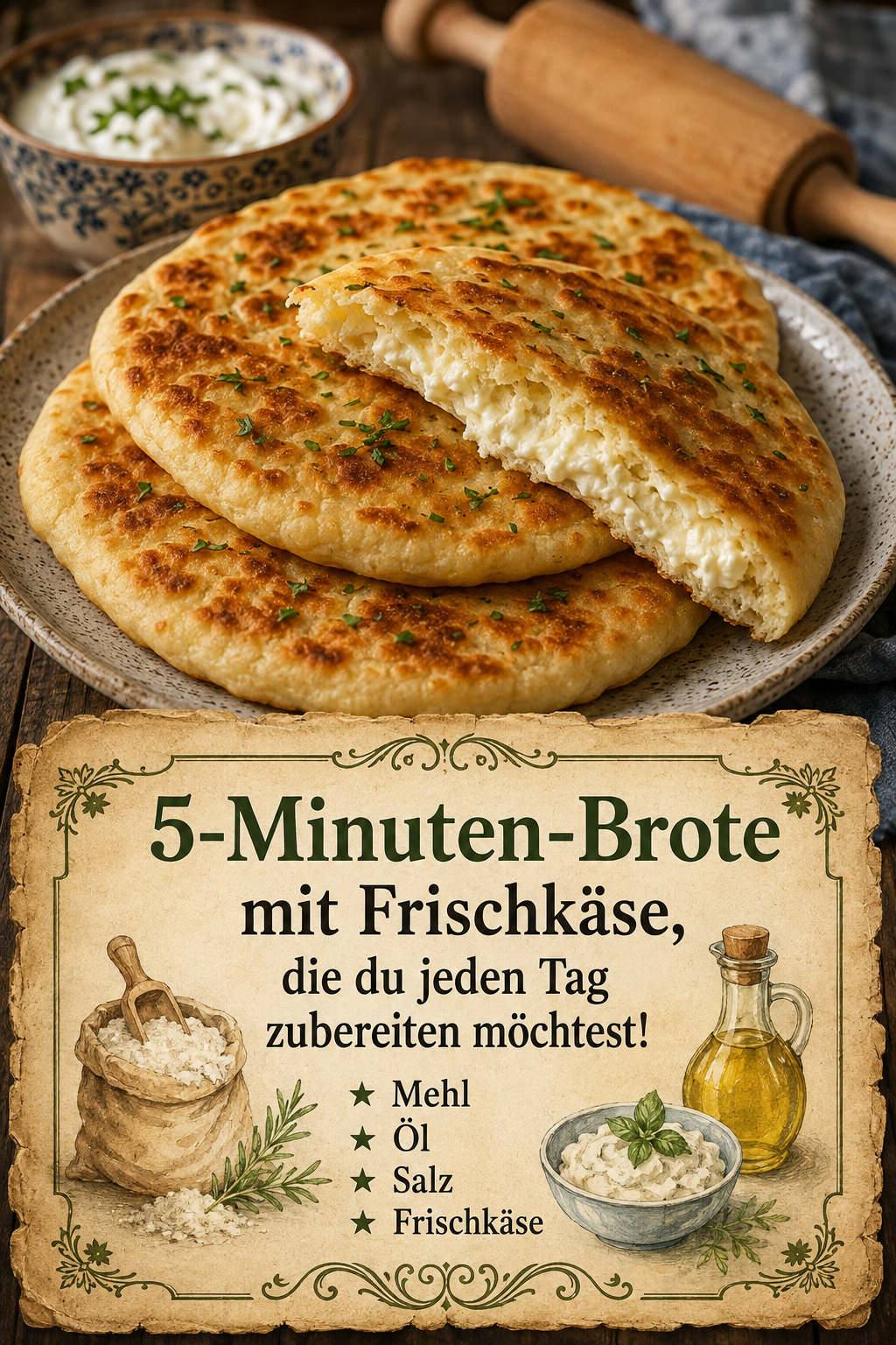 5-Minuten-Brote mit Frischkäse, die du jeden Tag zubereiten möchtest!