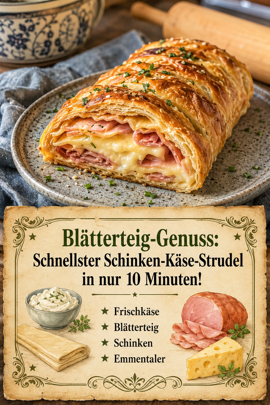 Blätterteig-Genuss: Schnellster Schinken-Käse-Strudel in nur 10 Minuten!