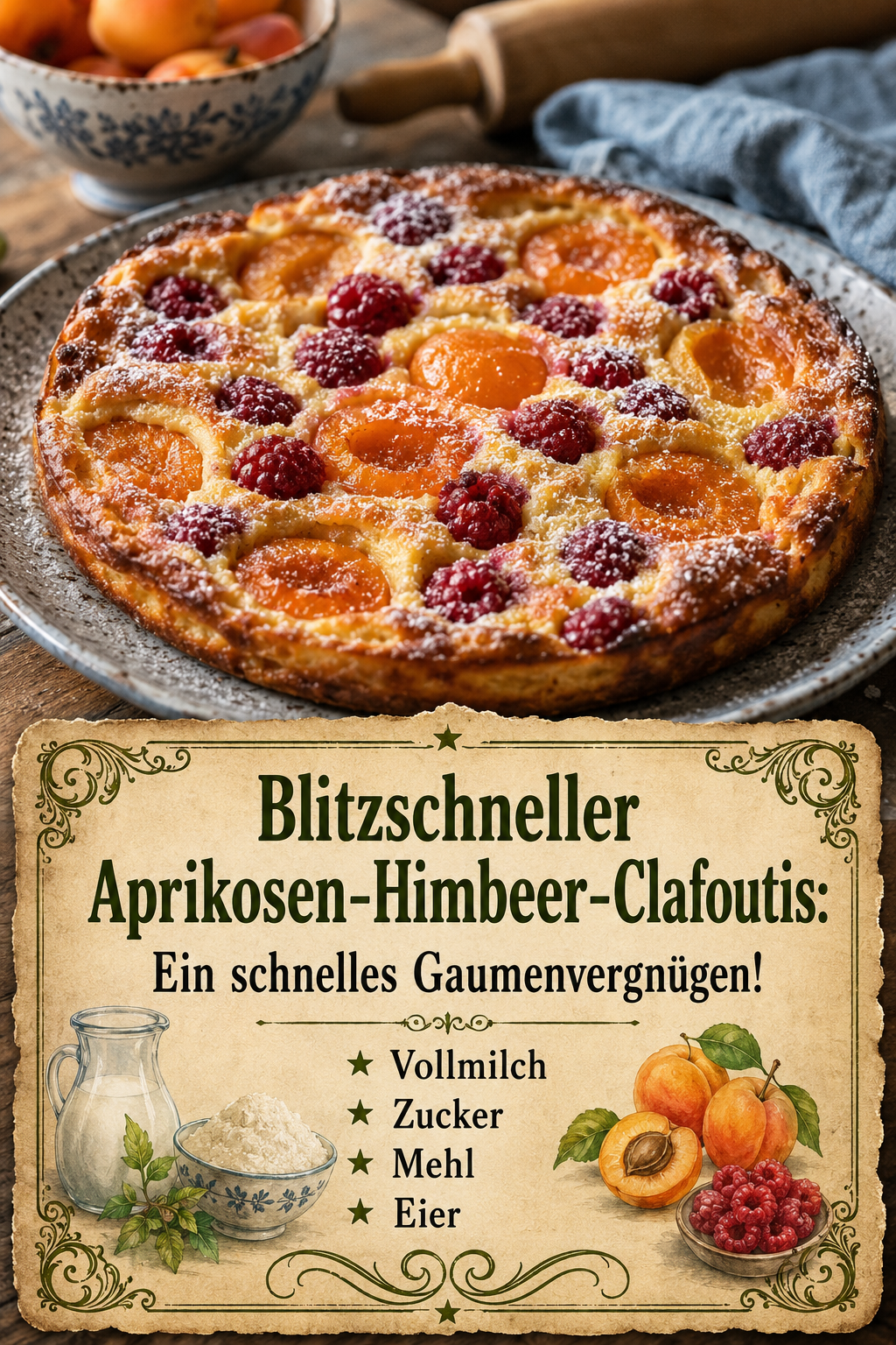 Blitzschneller Aprikosen-Himbeer-Clafoutis: Ein schnelles Gaumenvergnügen!