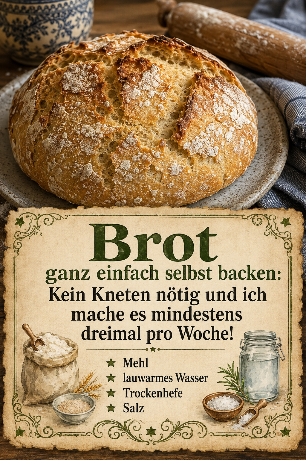 Brot ganz einfach selbst backen: Kein Kneten nötig und ich mache es mindestens dreimal pro Woche!