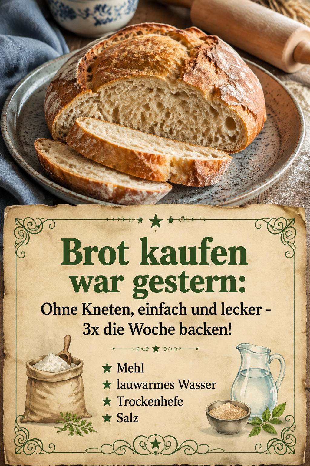Brot kaufen war gestern: Ohne Kneten, einfach und lecker - 3x die Woche backen!