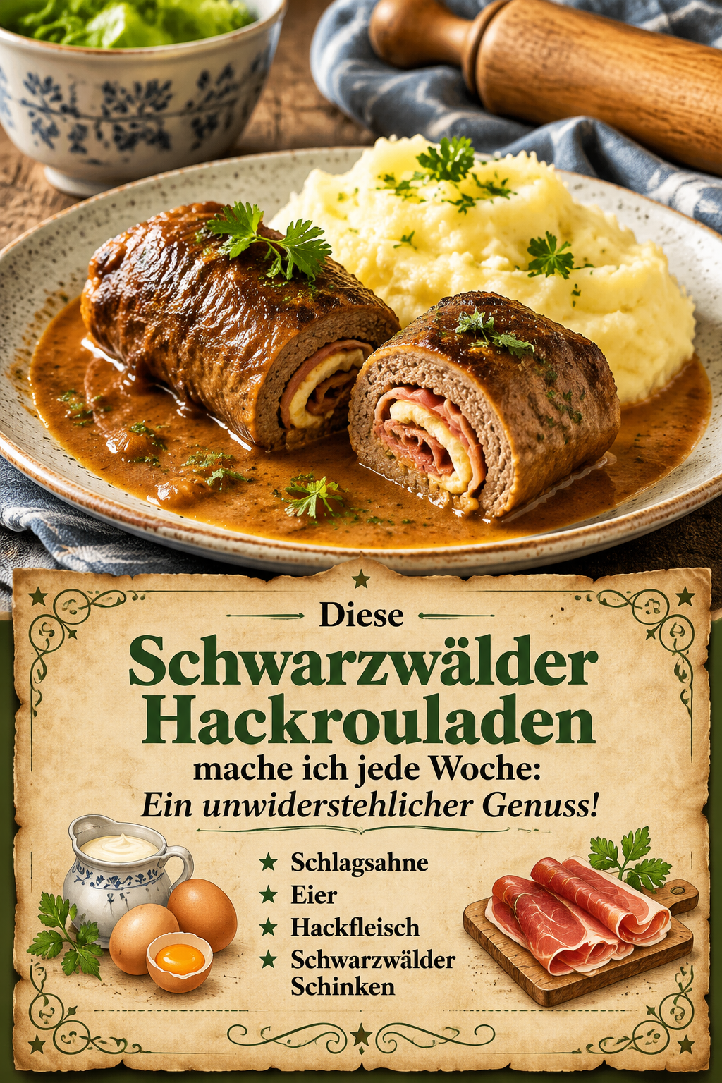 Diese Schwarzwälder Hackrouladen mache ich jede Woche: Ein unwiderstehlicher Genuss!