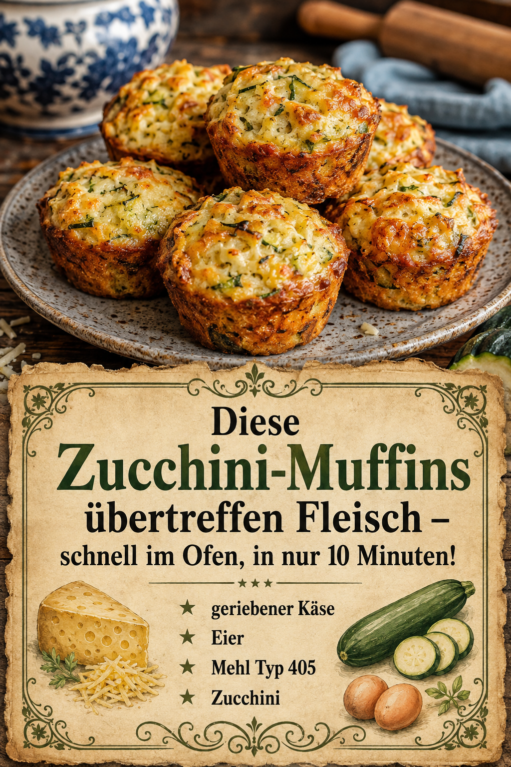 Diese Zucchini-Muffins übertreffen Fleisch – schnell im Ofen, in nur 10 Minuten!