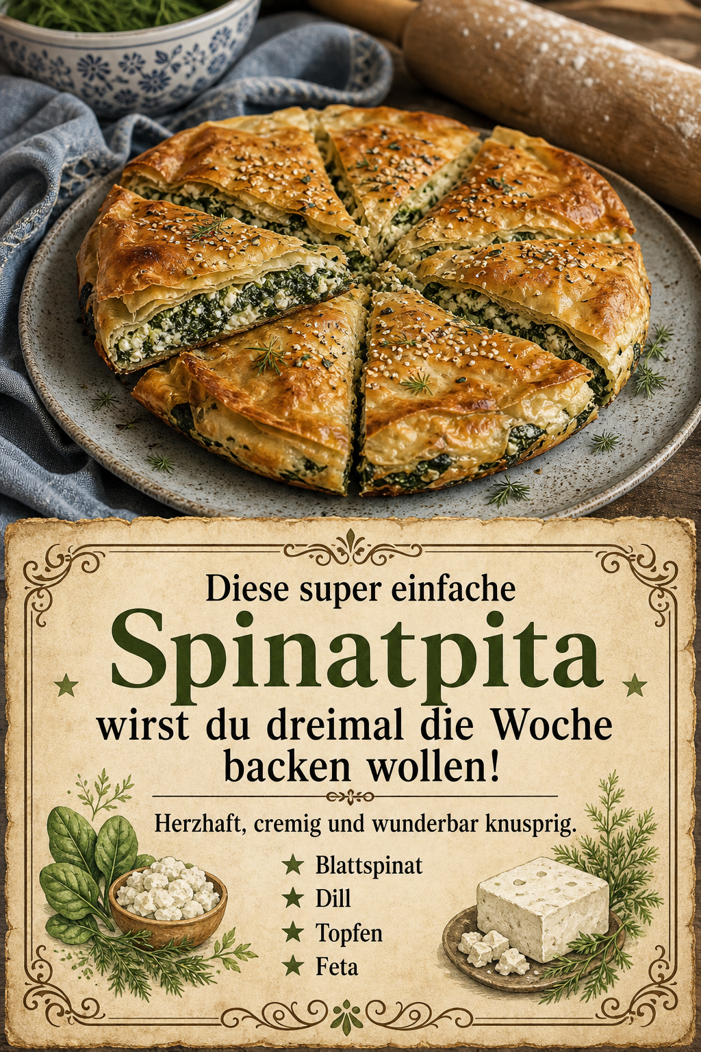 Diese super einfache Spinatpita wirst du dreimal die Woche backen wollen!