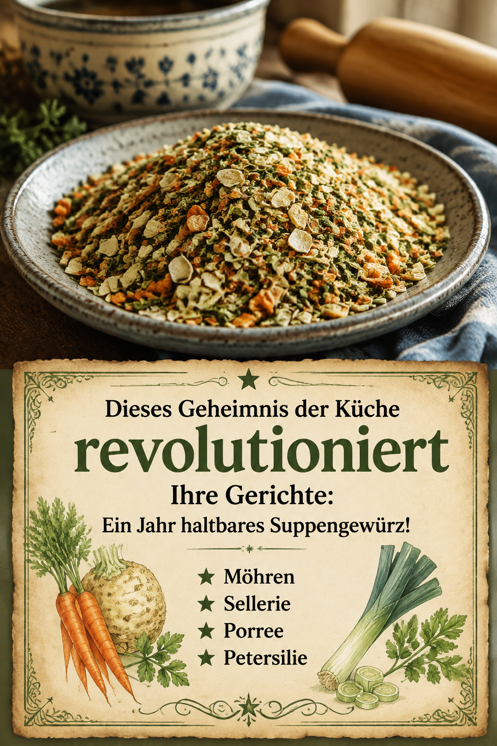 Dieses Geheimnis der Küche revolutioniert Ihre Gerichte: Ein Jahr haltbares Suppengewürz!