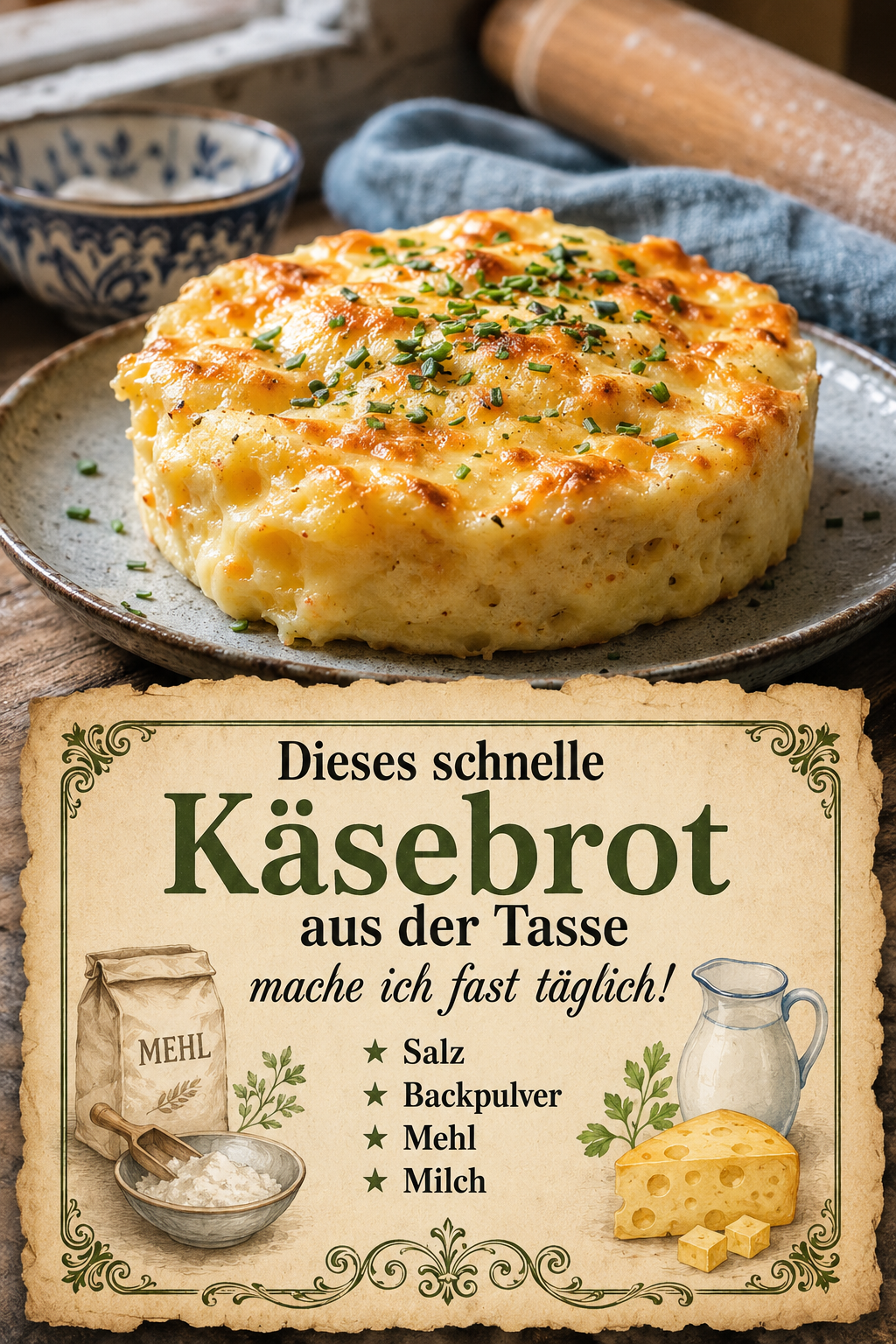Dieses schnelle Käsebrot aus der Tasse mache ich fast täglich!
