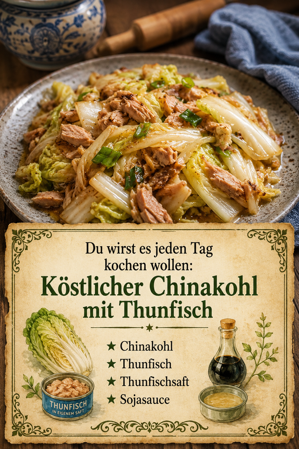 Du wirst es jeden Tag kochen wollen: Köstlicher Chinakohl mit Thunfisch.