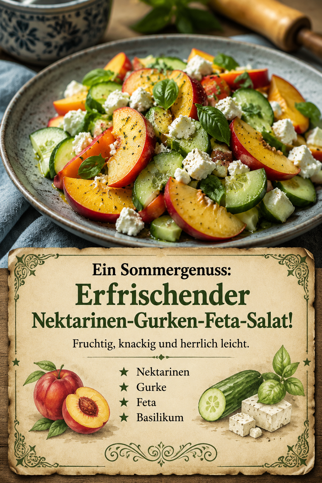 Ein Sommergenuss: Erfrischender Nektarinen-Gurken-Feta-Salat!