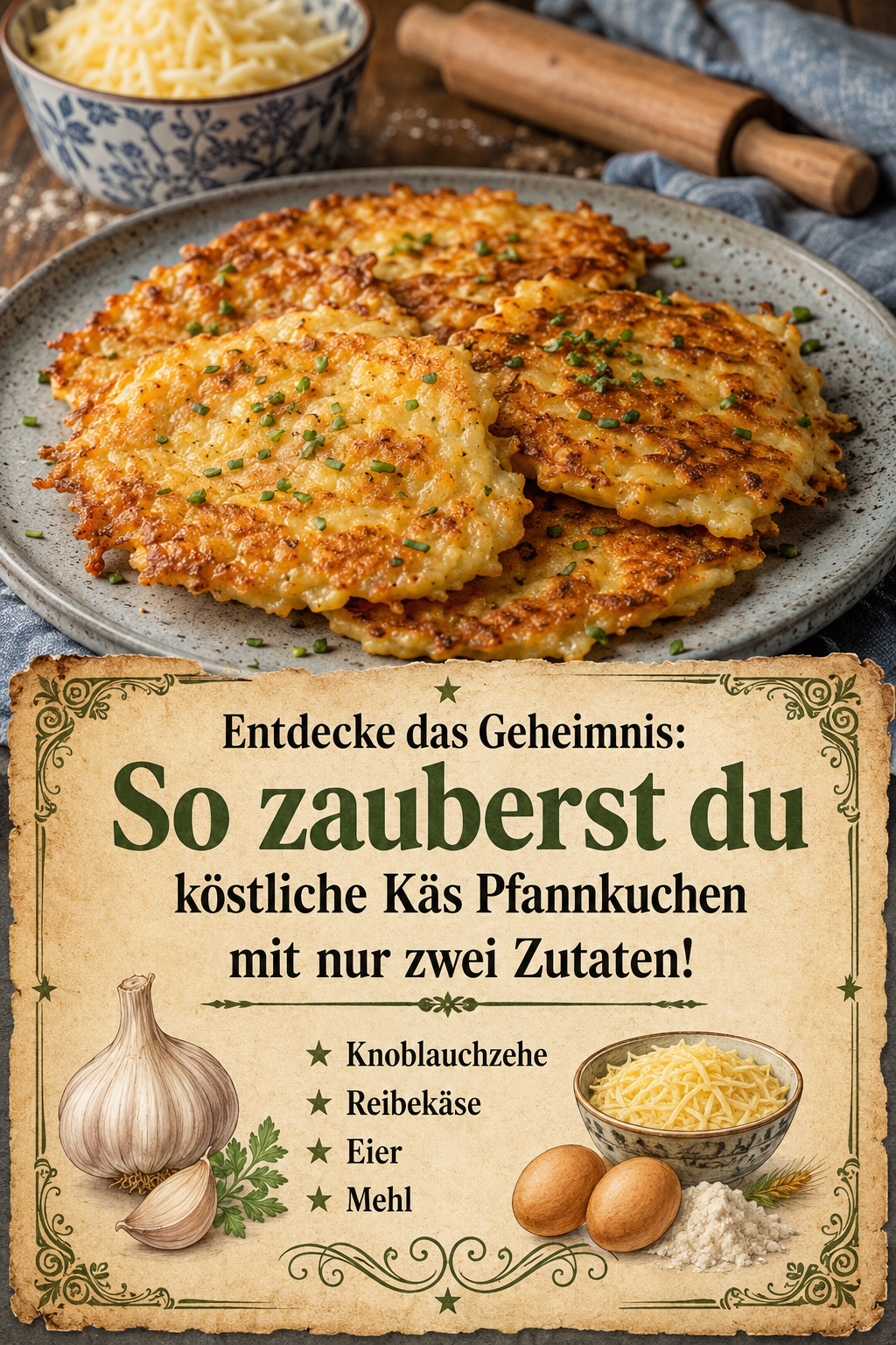 Entdecke das Geheimnis: So zauberst du köstliche Käs Pfannkuchen mit nur zwei Zutaten!