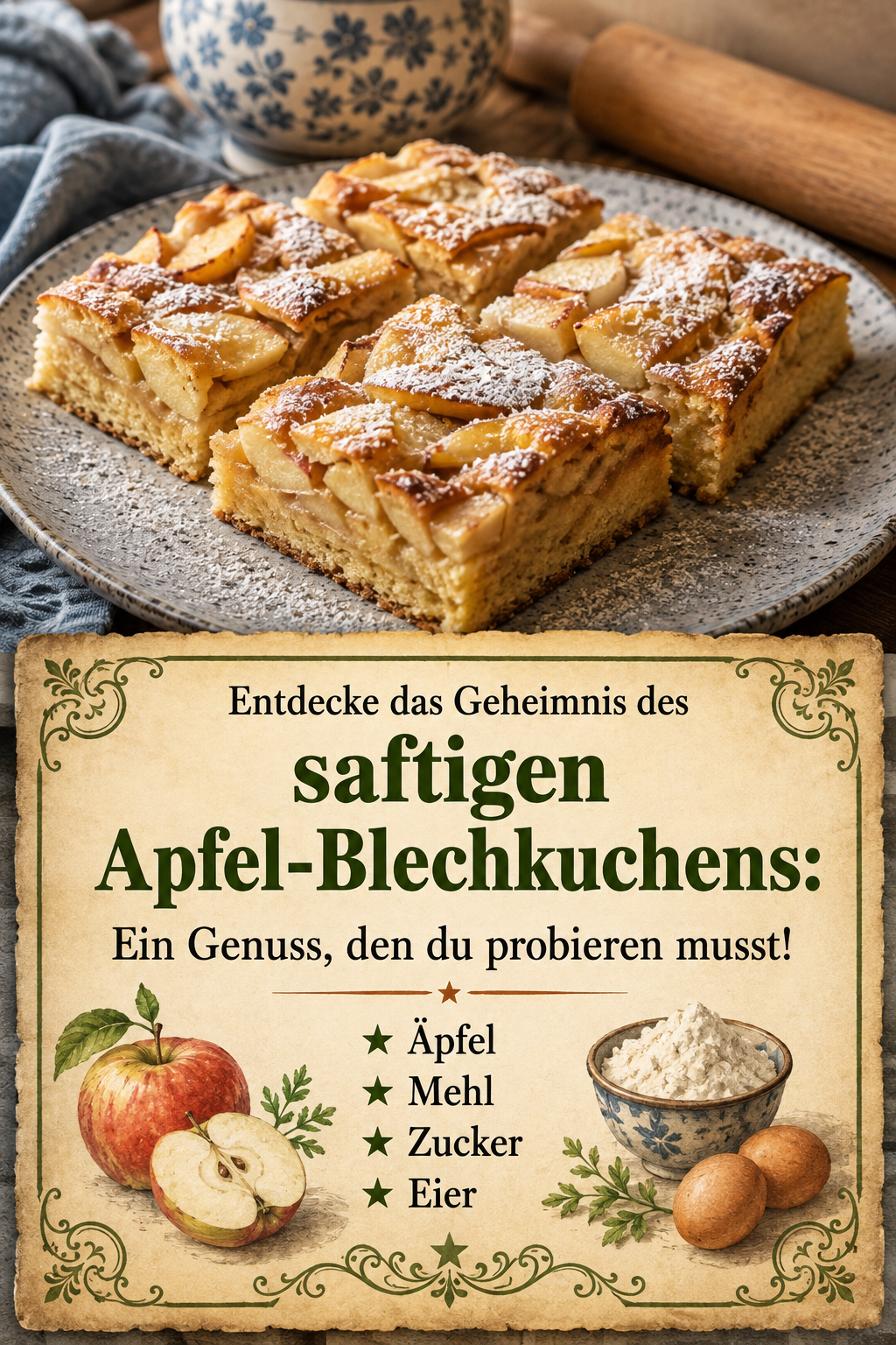 Entdecke das Geheimnis des saftigen Apfel-Blechkuchens: Ein Genuss, den du probieren musst!