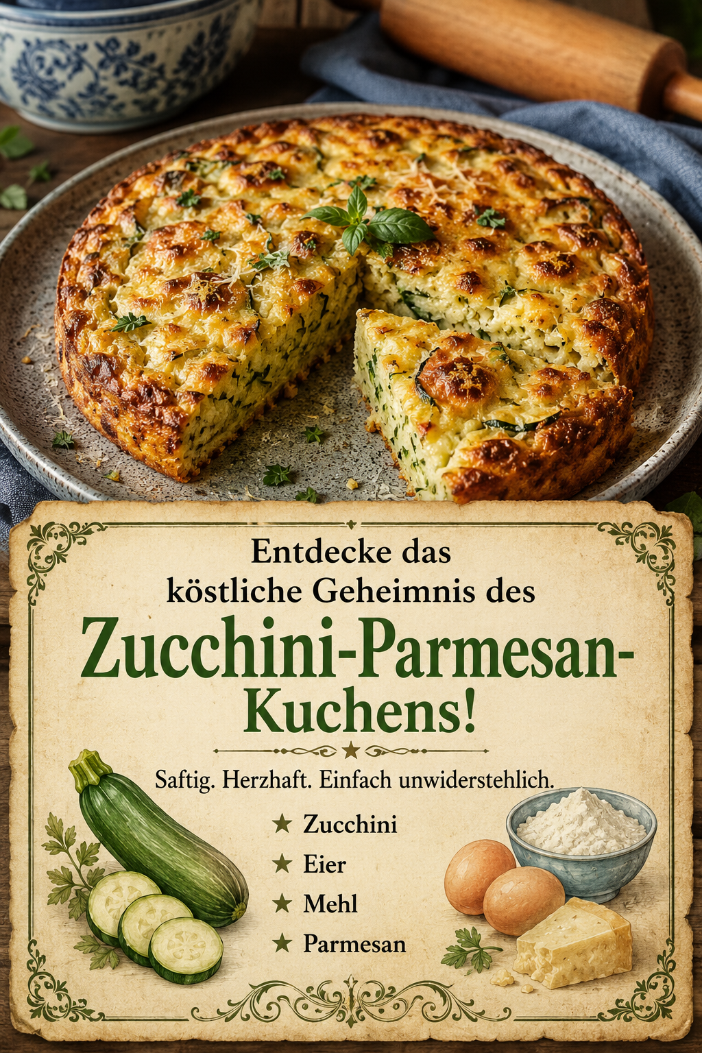Entdecke das köstliche Geheimnis des Zucchini-Parmesan-Kuchens!