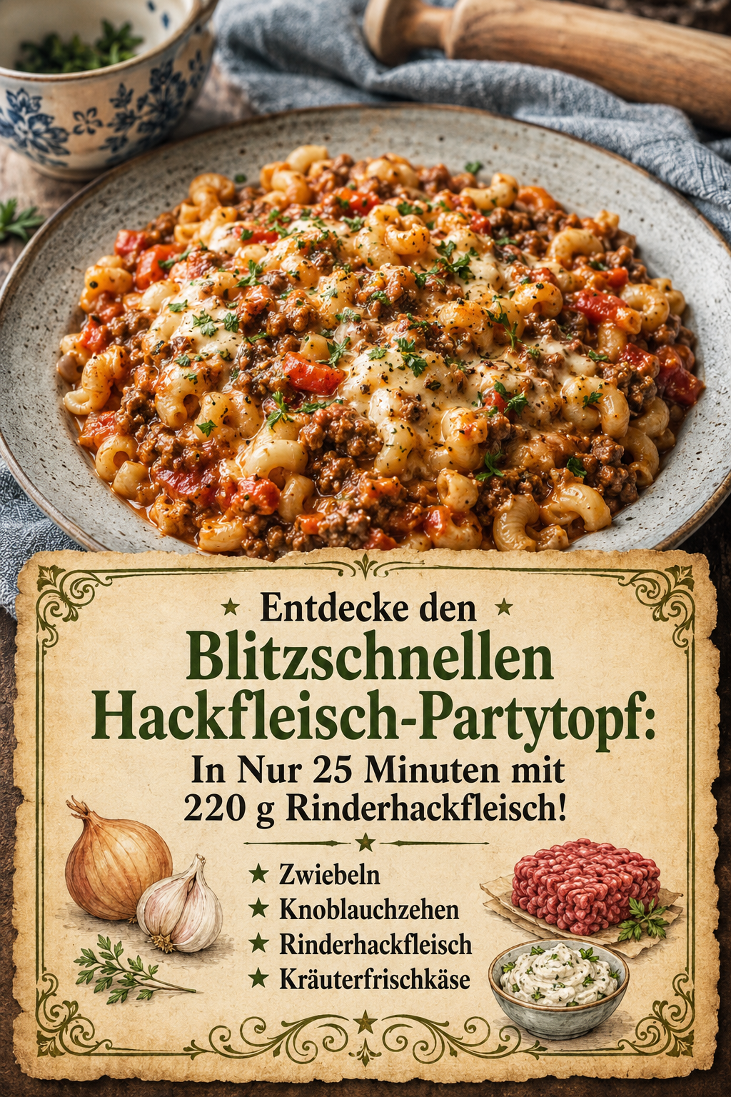 Entdecke den Blitzschnellen Hackfleisch-Partytopf: In Nur 25 Minuten mit 220 g Rinderhackfleisch!