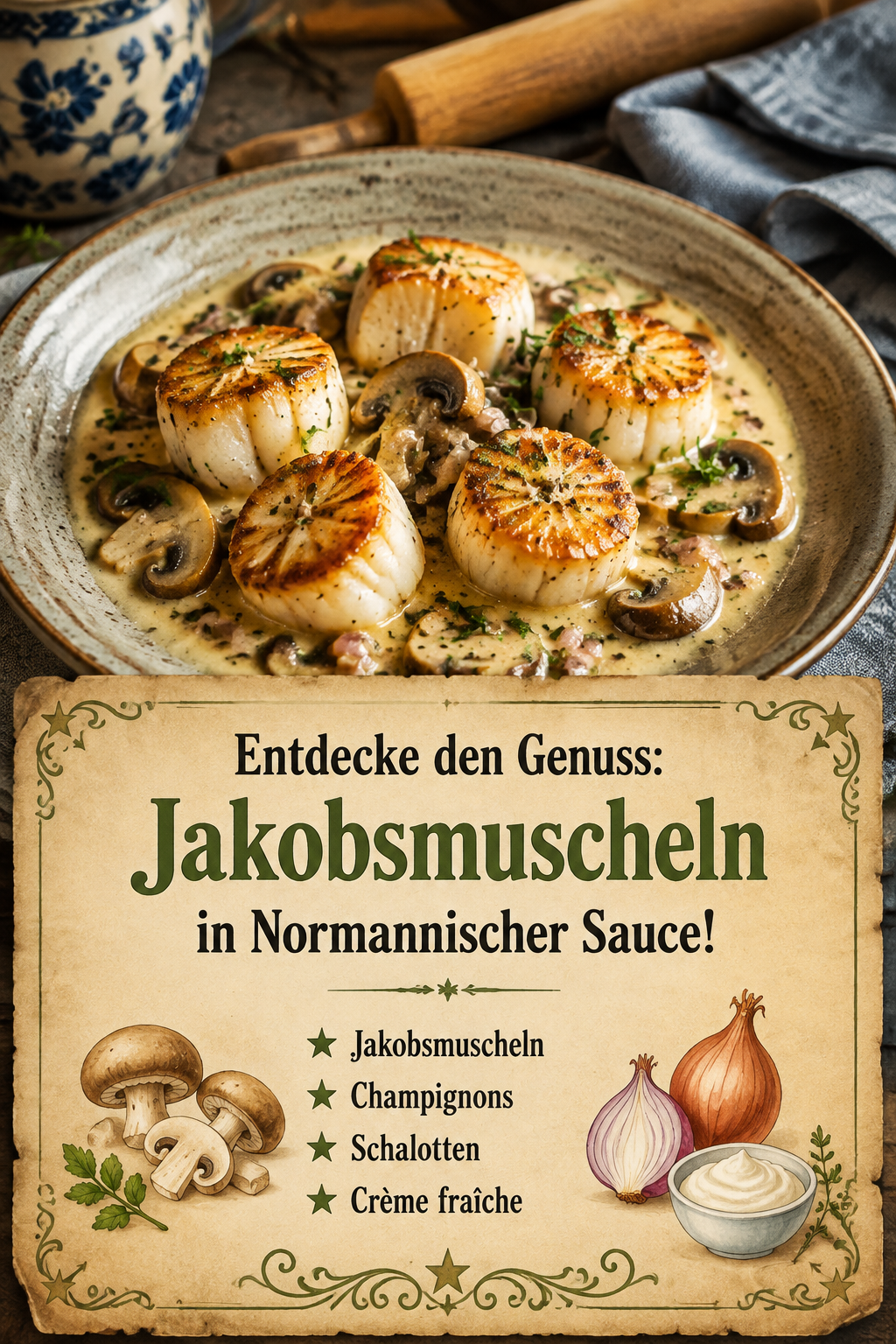 Entdecke den Genuss: Jakobsmuscheln in Normannischer Sauce!