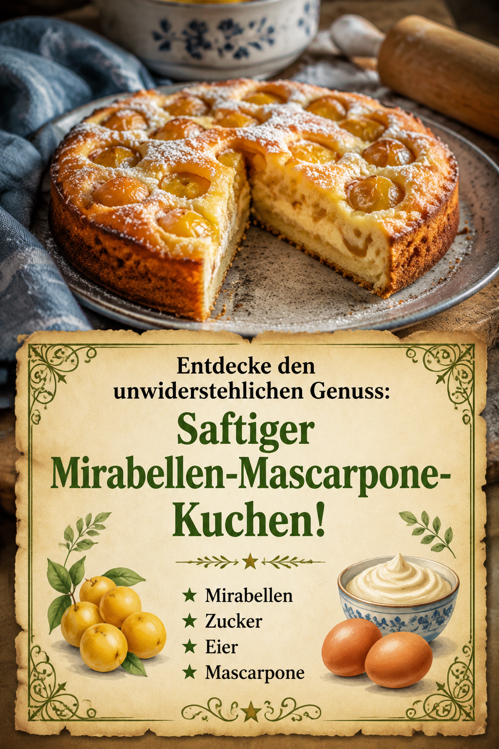 Entdecke den unwiderstehlichen Genuss: Saftiger Mirabellen-Mascarpone-Kuchen!