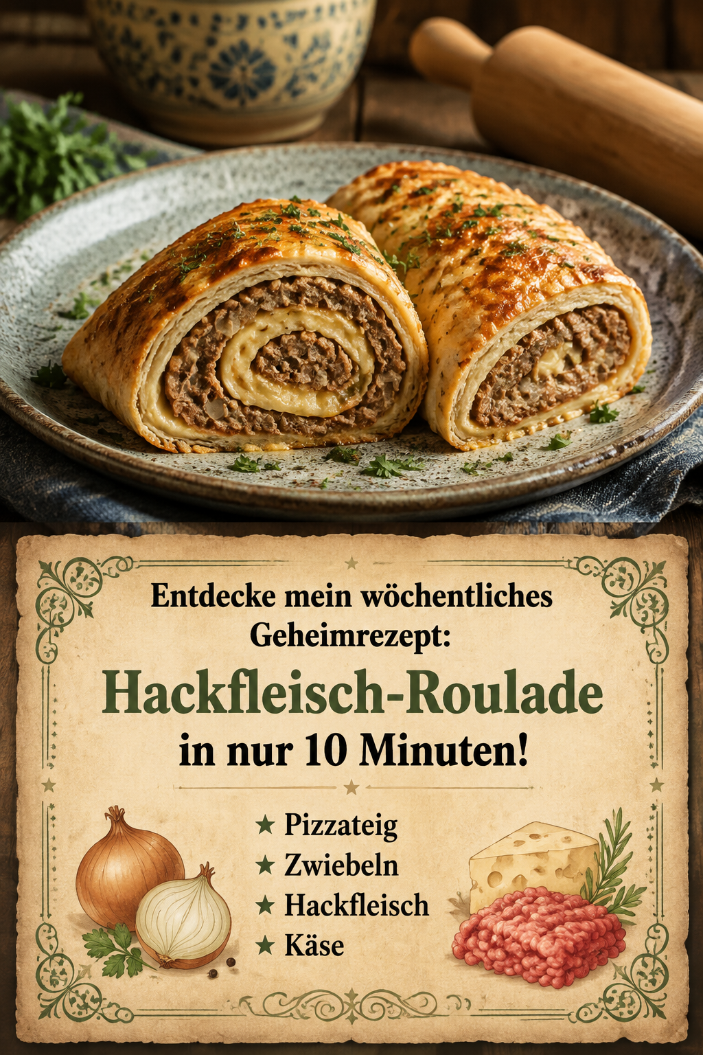 Entdecke mein wöchentliches Geheimrezept: Hackfleisch-Roulade in nur 10 Minuten!