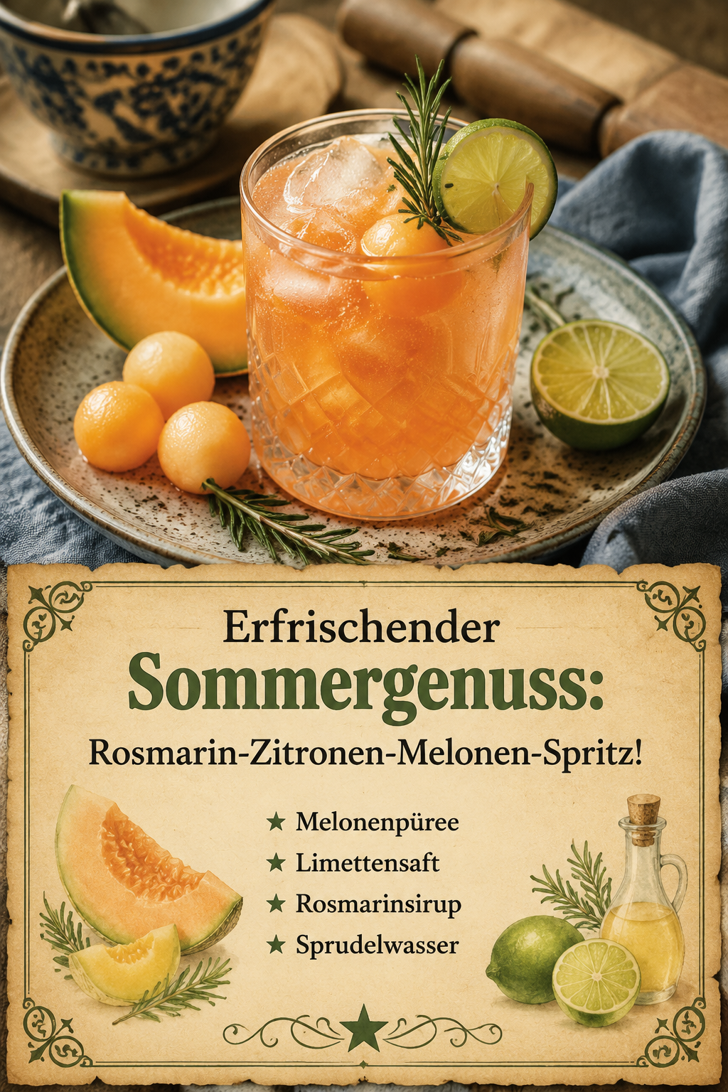 Erfrischender Sommergenuss: Rosmarin-Zitronen-Melonen-Spritz!