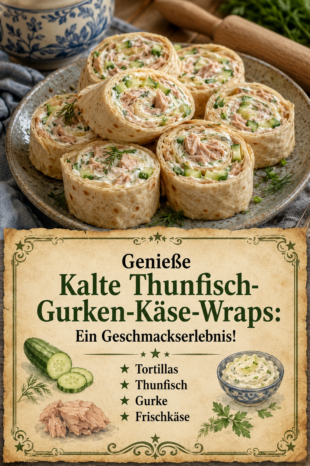 Genieße Kalte Thunfisch-Gurken-Käse-Wraps: Ein Geschmackserlebnis!