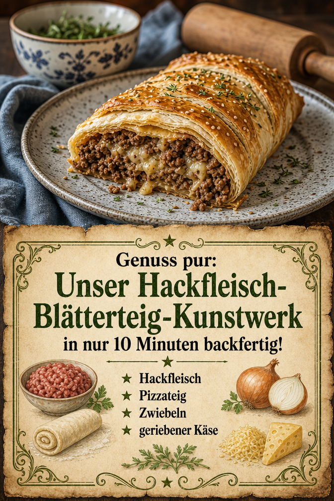 Genuss pur: Unser Hackfleisch-Blätterteig-Kunstwerk in nur 10 Minuten backfertig!