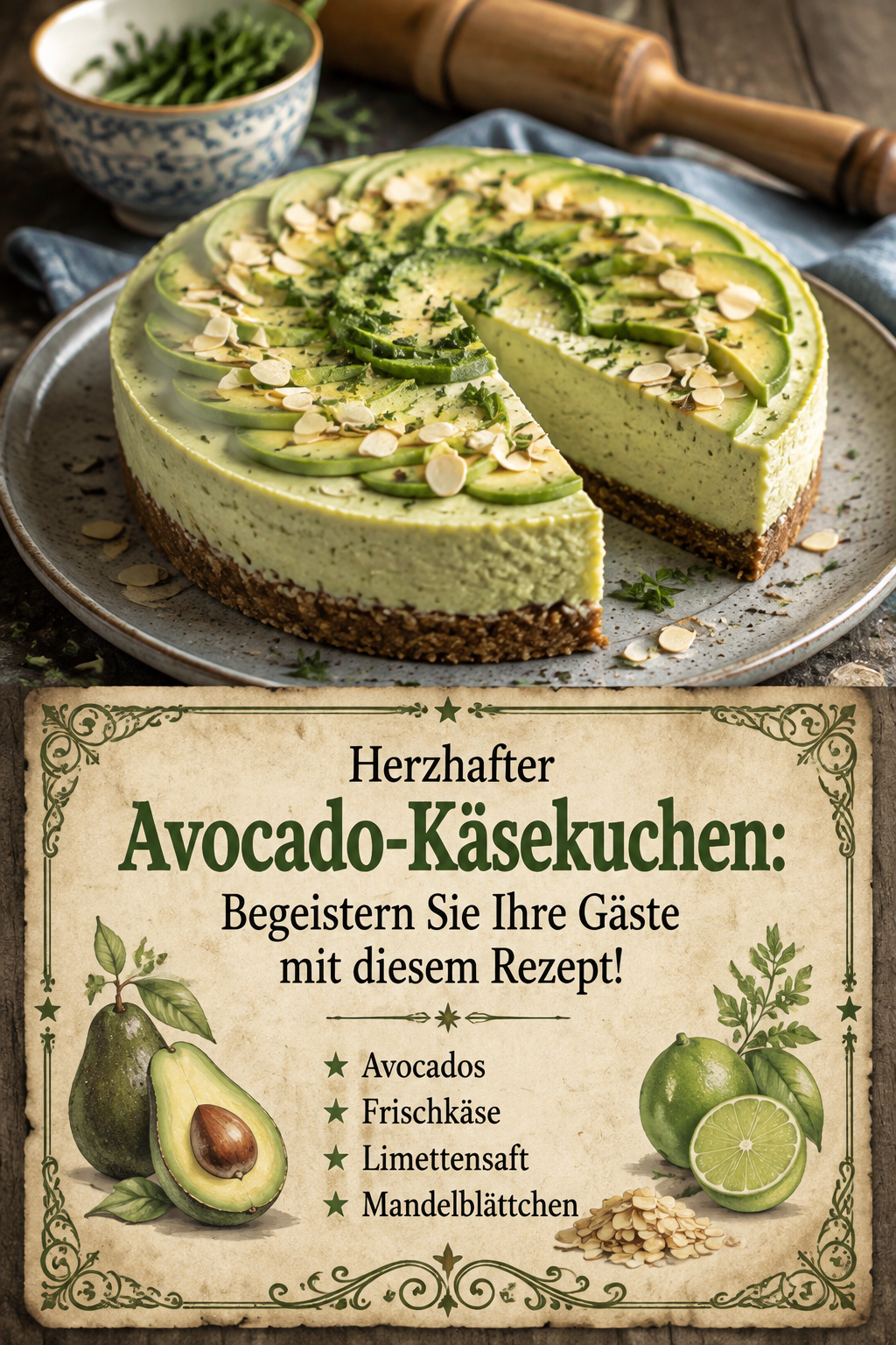 Herzhafter Avocado-Käsekuchen: Begeistern Sie Ihre Gäste mit diesem Rezept!