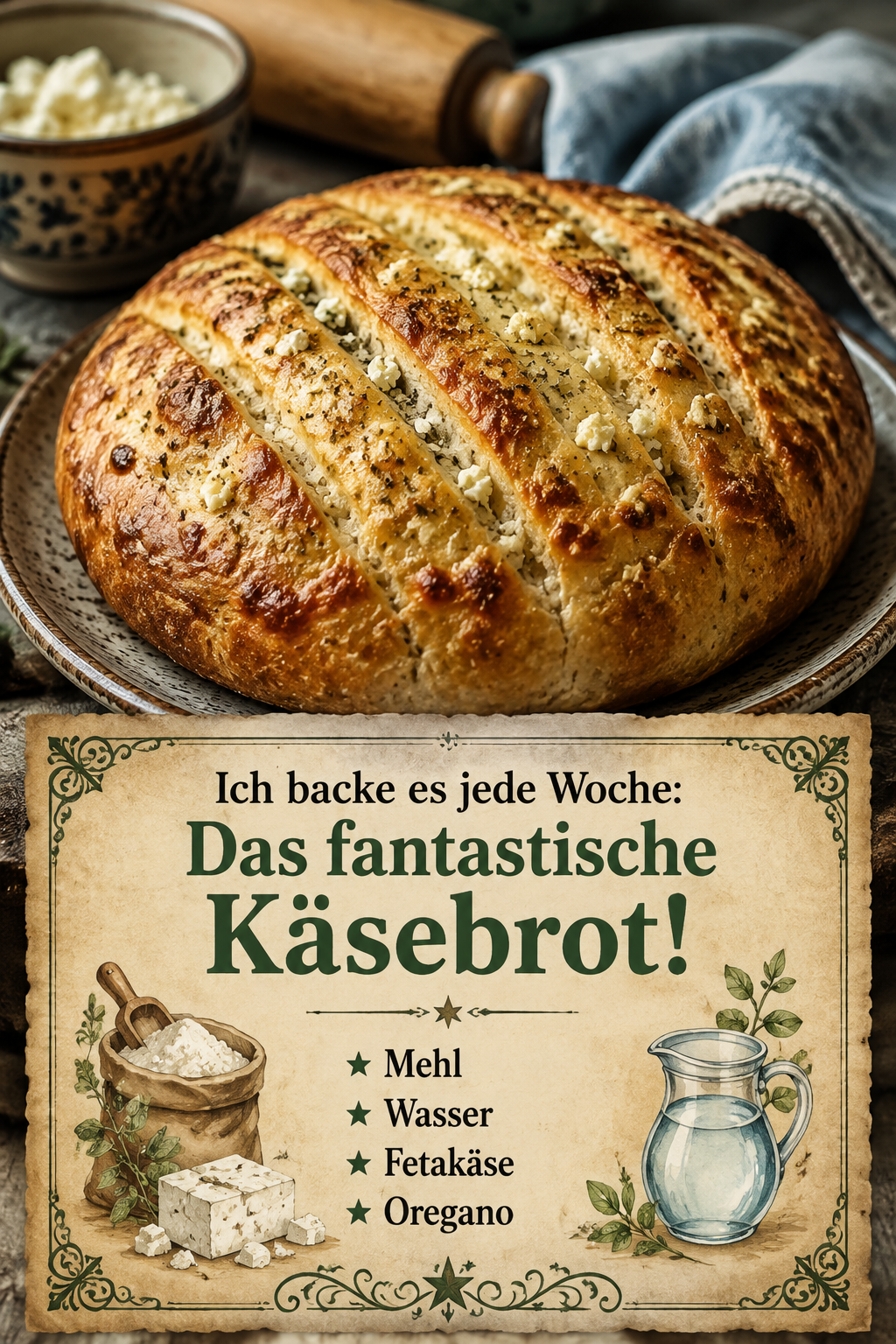 Ich backe es jede Woche: Das fantastische Käsebrot!