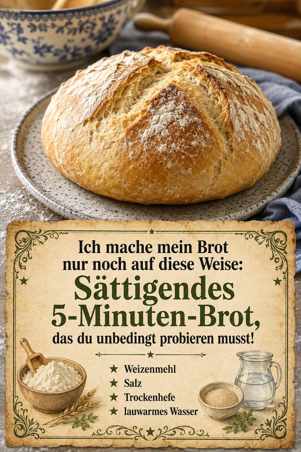 Ich mache mein Brot nur noch auf diese Weise: Sättigendes 5-Minuten-Brot, das du unbedingt probieren musst!