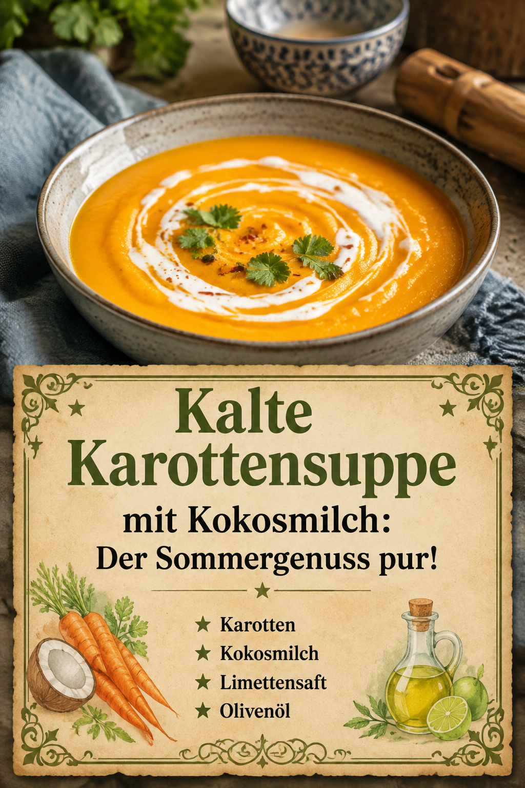 Kalte Karottensuppe mit Kokosmilch: Der Sommergenuss pur!