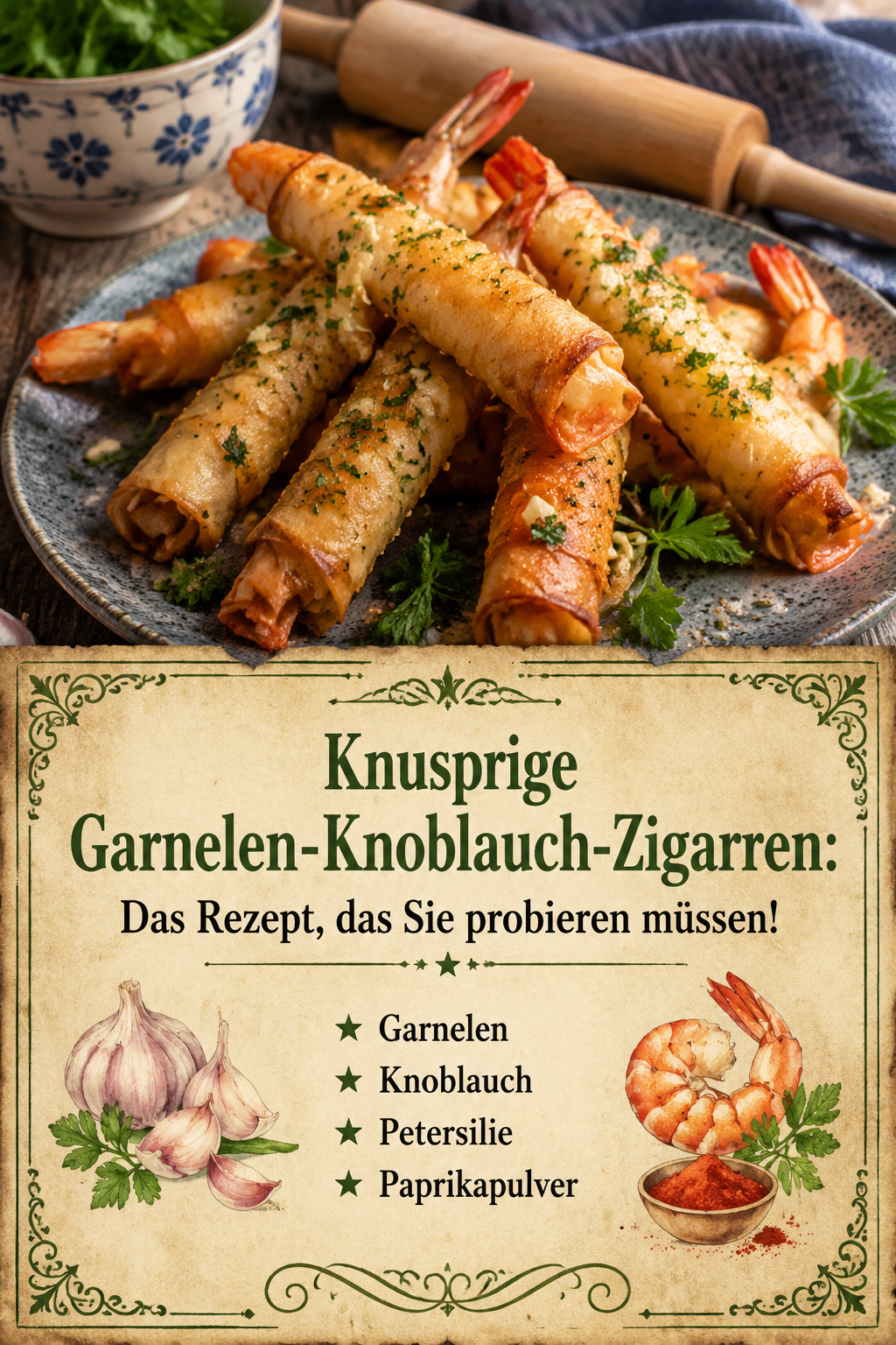 Knusprige Garnelen-Knoblauch-Zigarren: Das Rezept, das Sie probieren müssen!