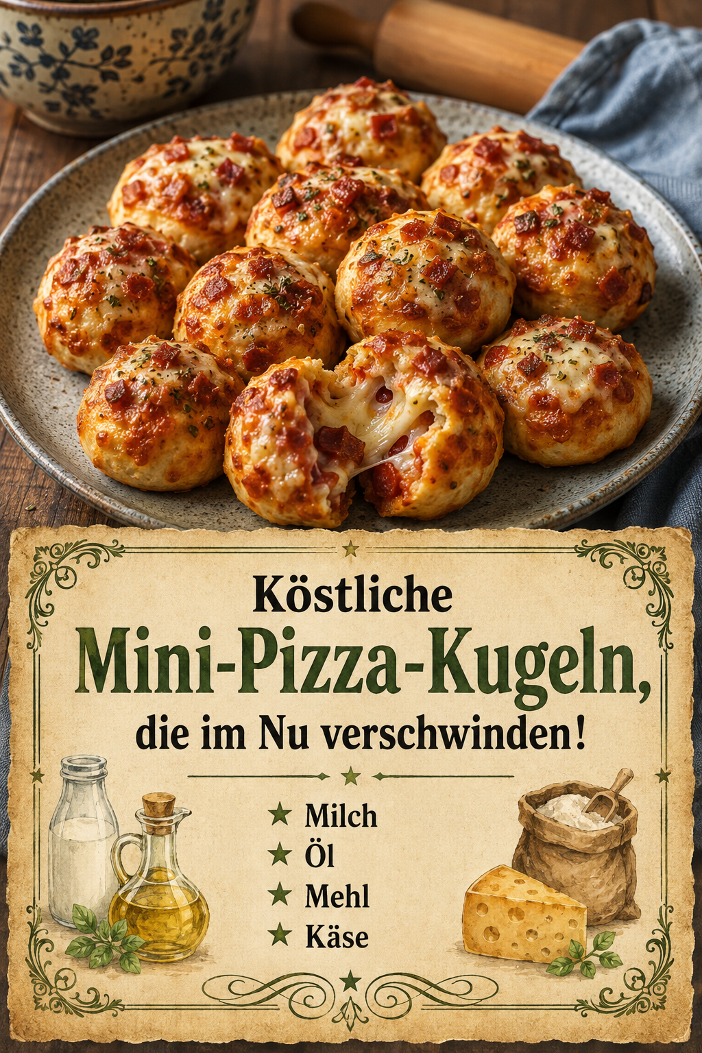 Köstliche Mini-Pizza-Kugeln, die im Nu verschwinden!