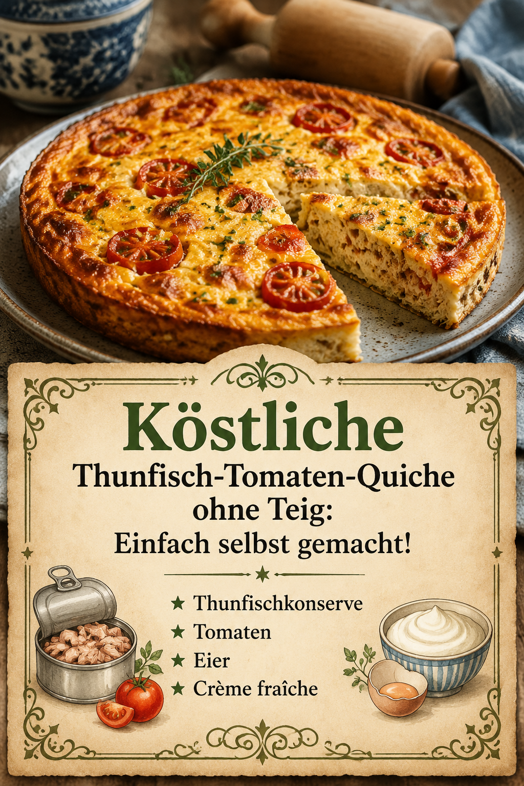 Köstliche Thunfisch-Tomaten-Quiche ohne Teig: Einfach selbst gemacht!