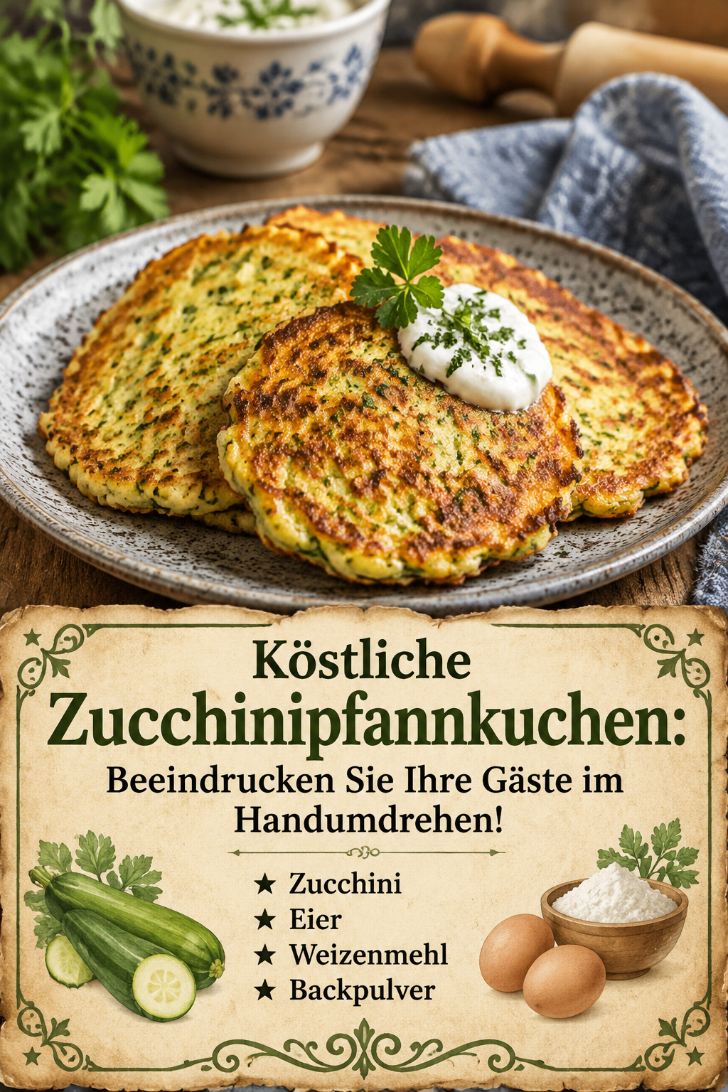 Köstliche Zucchinipfannkuchen: Beeindrucken Sie Ihre Gäste im Handumdrehen!