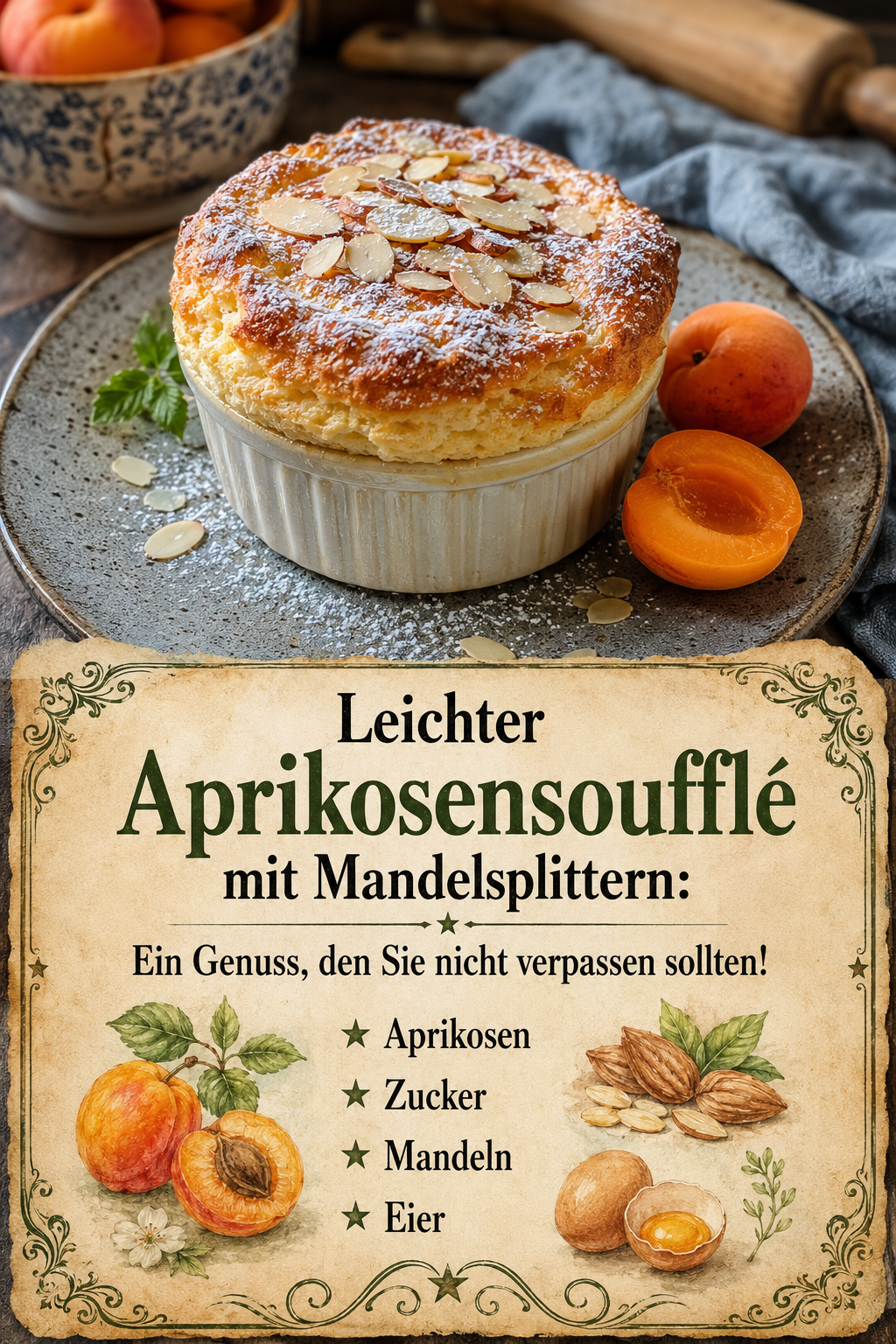 Leichter Aprikosensoufflé mit Mandelsplittern: Ein Genuss, den Sie nicht verpassen sollten!
