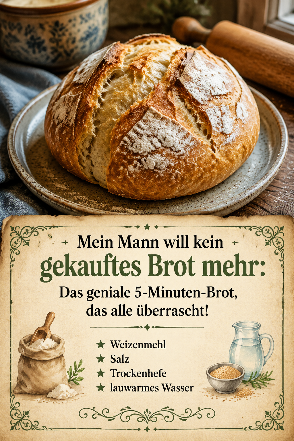 Mein Mann will kein gekauftes Brot mehr: Das geniale 5-Minuten-Brot, das alle überrascht!