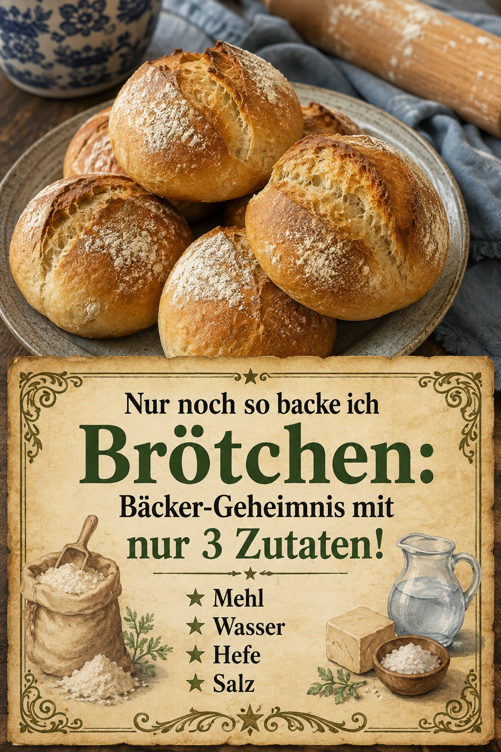 Nur noch so backe ich Brötchen: Bäcker-Geheimnis mit nur 3 Zutaten!
