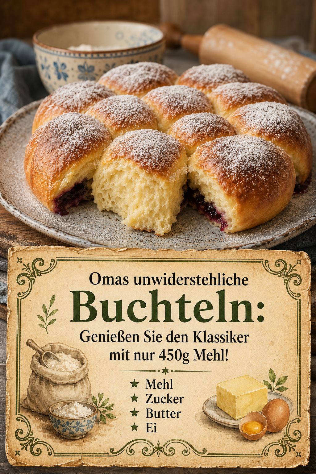 Omas unwiderstehliche Buchteln: Genießen Sie den Klassiker mit nur 450g Mehl!